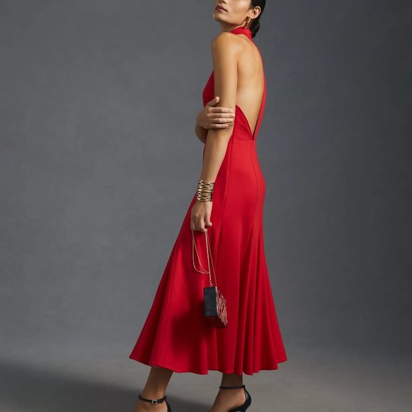 HTF Anthropologie Maeve Halter Midi Dress - Picture 4 of 9